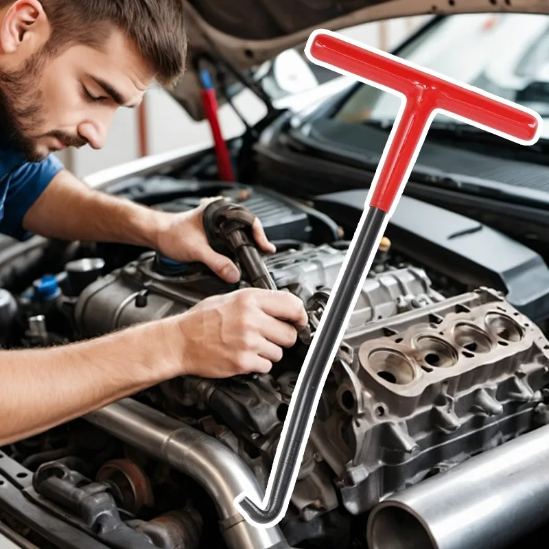 Exhaust Spring Puller Tool Snowmobile ATV Motorcycle Muffler Exhaust Stand Removal Tool T-Handle Type with Rubber Coating