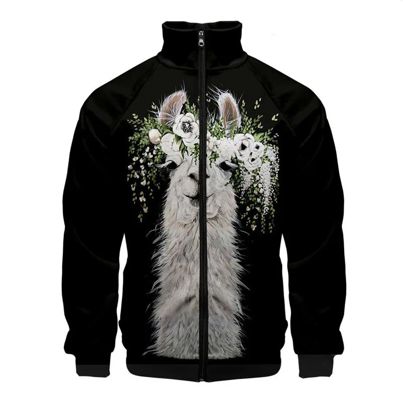 thumbnail image 1 of Chaqueta de manga larga informal con cremallera para hombre y mujer, con cuello levantado en 3D, de alpaca, de alta calidad, unisex, 1 of 5