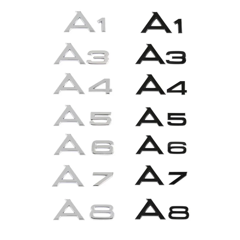 자동차 스티커 ABS 후면 트렁크 단어 로고 데칼, 아우디 A1 A3 A4 A5 A6 A7 A8 Q2 Q3 Q5 Q7 배지 엠블럼 스타일링 액세서리