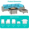 7-Piece Outdoor Patio Furniture Set with 55,000 BTU Fire Pit Table, PE Wicker Rattan Sectional Sofa Patio Conversation Set 2