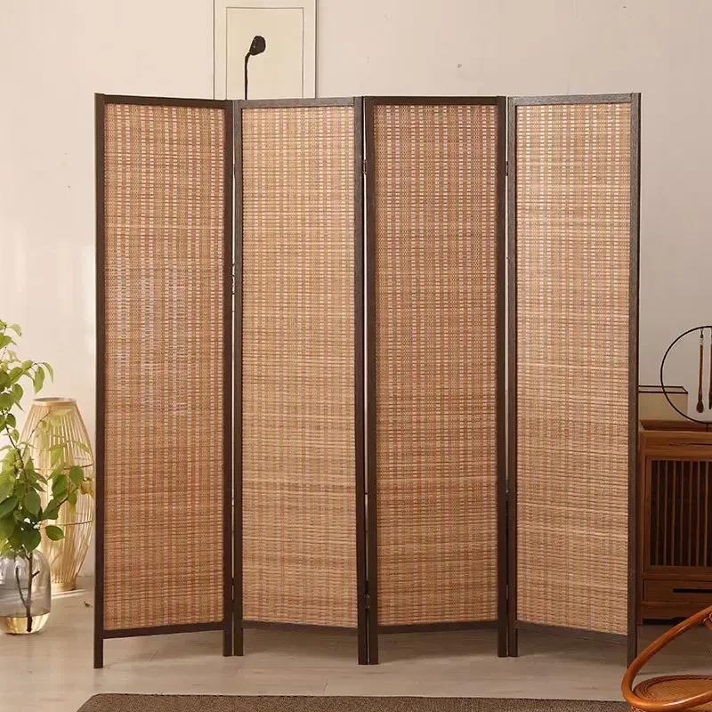 3/4/5/6 Panel Room Divider And Folding Screen Room Divider,natural Bamboo Material And Pinewood Frame For Separation