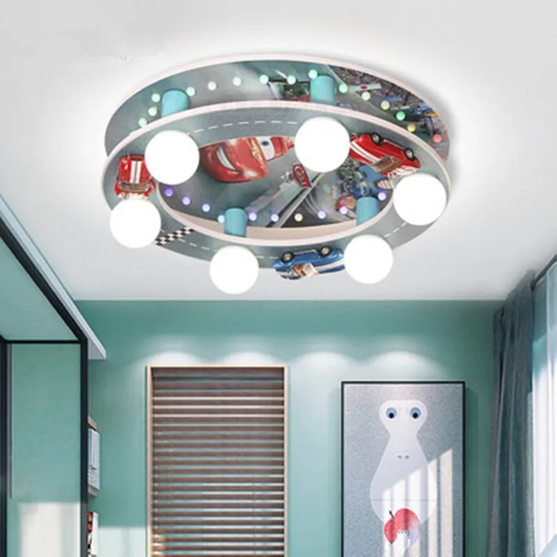 

Creative cartoon car racing model ceiling lamp boy bedroom children's room lamp color personality luxury car ceiling lamp