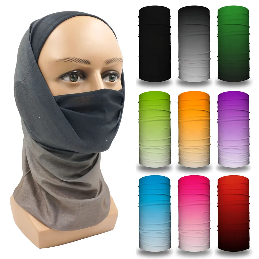 Gradient Color Tubular Neck Warmer Gaiter For Woman UV Protection Bandana Man Sports Face Mask Balaclava Cycling Scarf Wrap