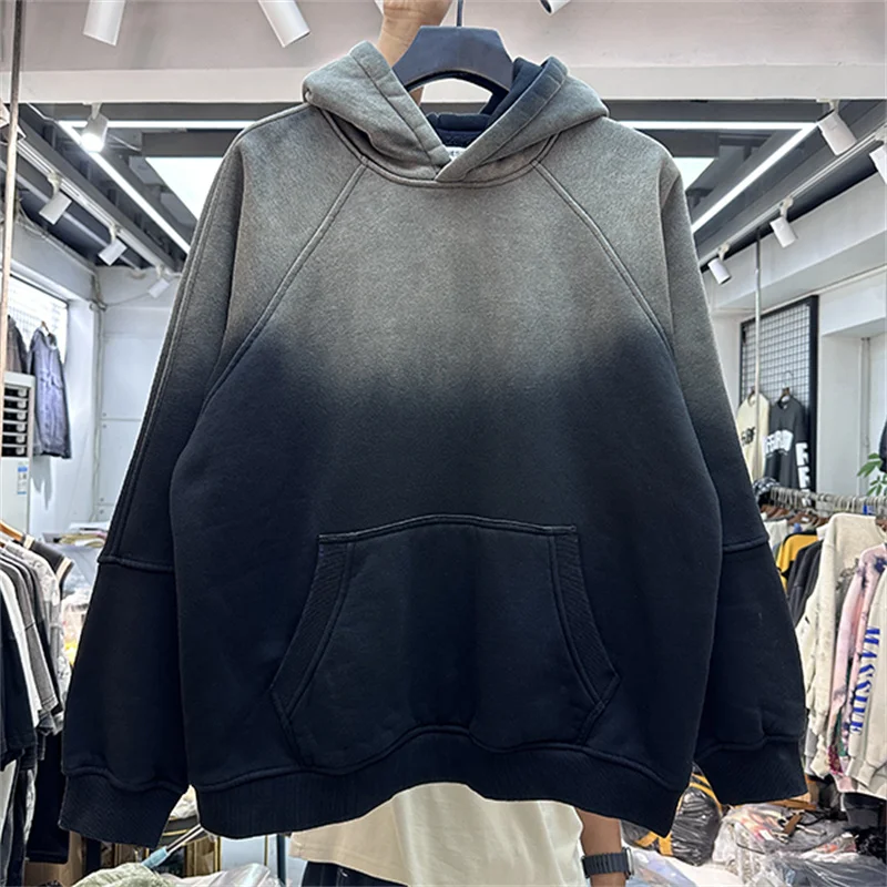 

Gradient Color Thick Fabric Hoodie Men Women Versatile Loose Fitting Sweatshirt Casual Warm Top