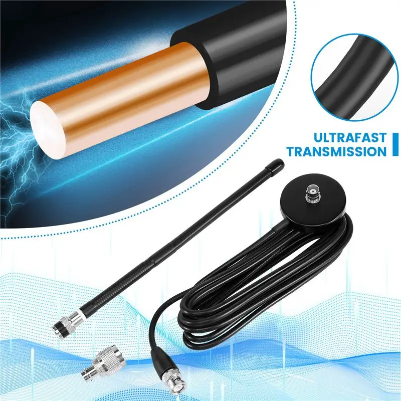 A12E-CB 공중 안테나 27Mhz 소프트 휩 마그네틱 베이스 BNC PL259 커넥터 코브라 미들랜드 유니덴 맥슨용 CB 공중 안테나