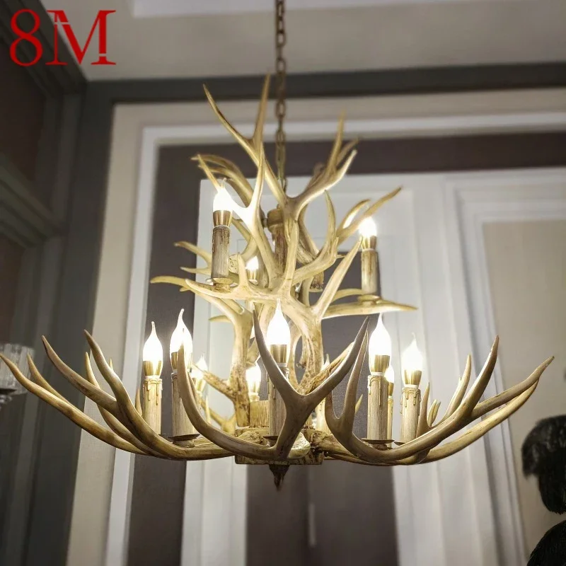 

8M Nordic Antler Pendent Lamp American Retro Living Room Dining Room Villa Coffee Shop Clothing Store Decoration Chandelier