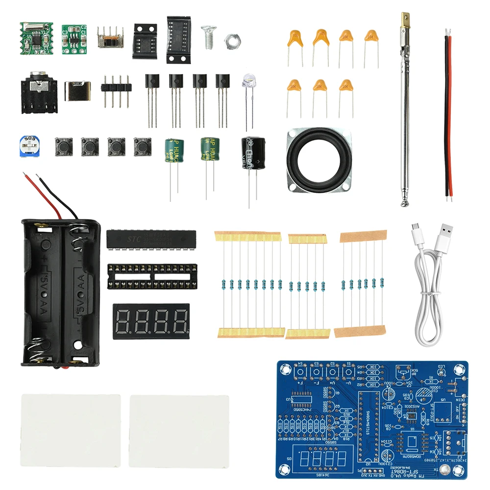 FM Radio Electronic DIY Kit with Digital Tube Display and Microcontroller Learning Assembly
