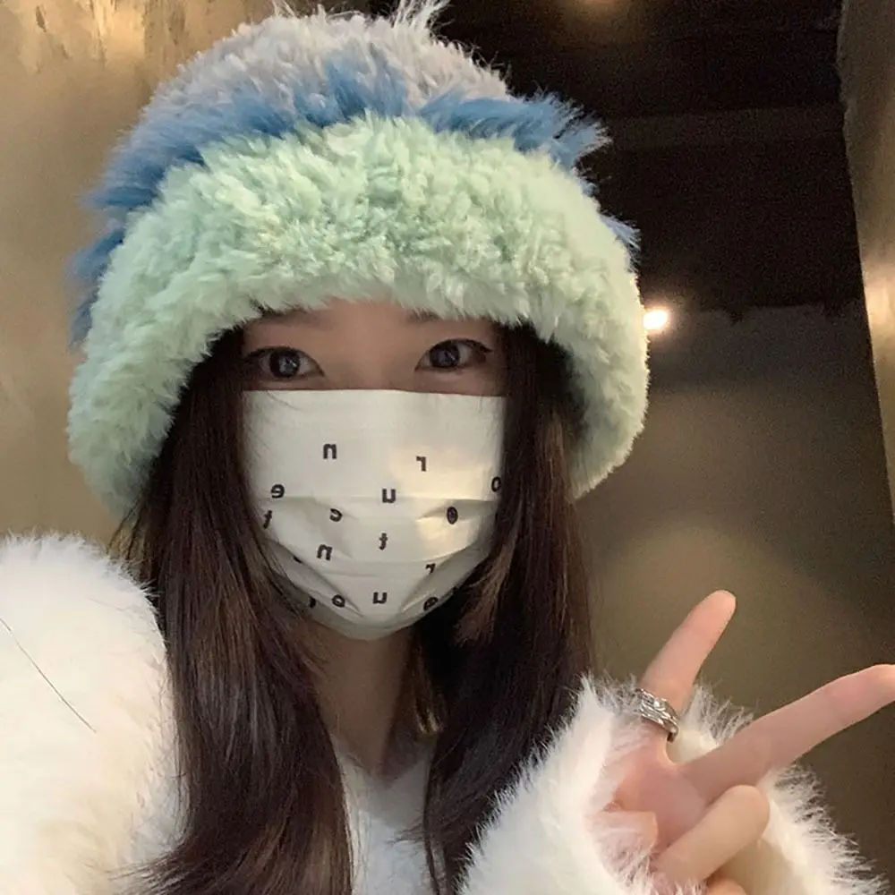 

Solid Color Knitted Hat Fashion Ear Protection Thickened Bonnet Caps Winter Warm Plush Hat