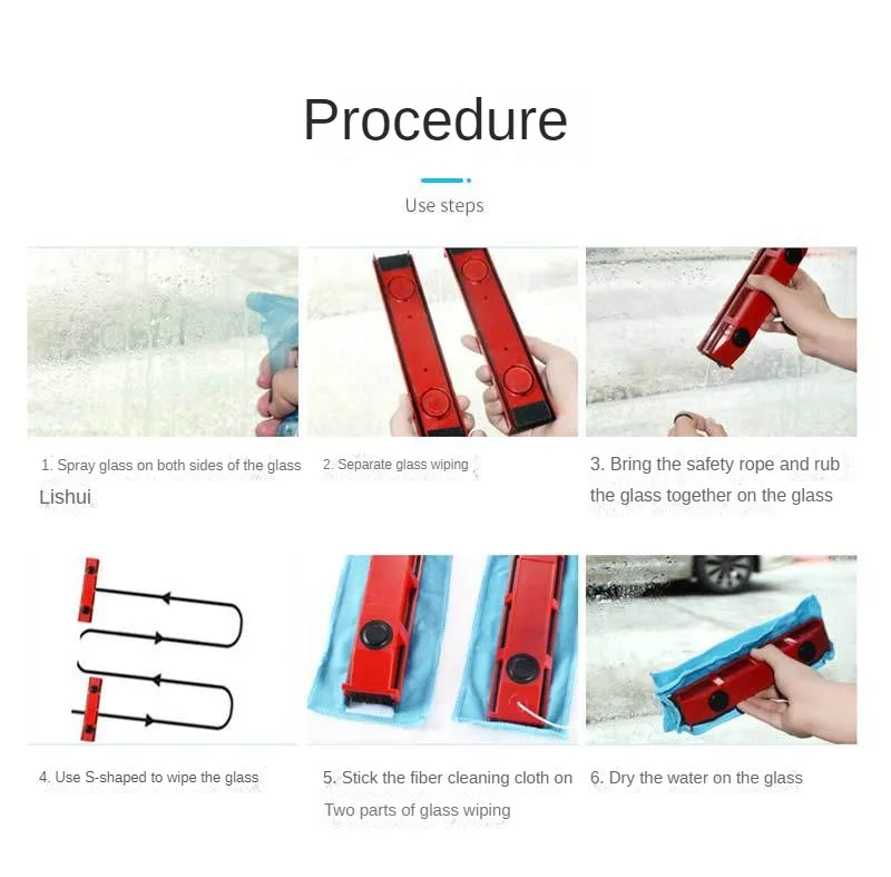 Glass Wipe Double-sided Magnetic Suction Household High-rise Window Cleaner Wiper Scraper