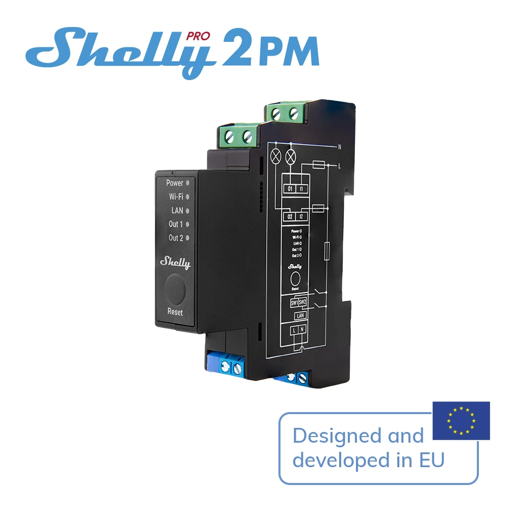 Shelly Plus 2PM WiFi Dual Relay Switch Power Monitoring Cover (Roller)  Control