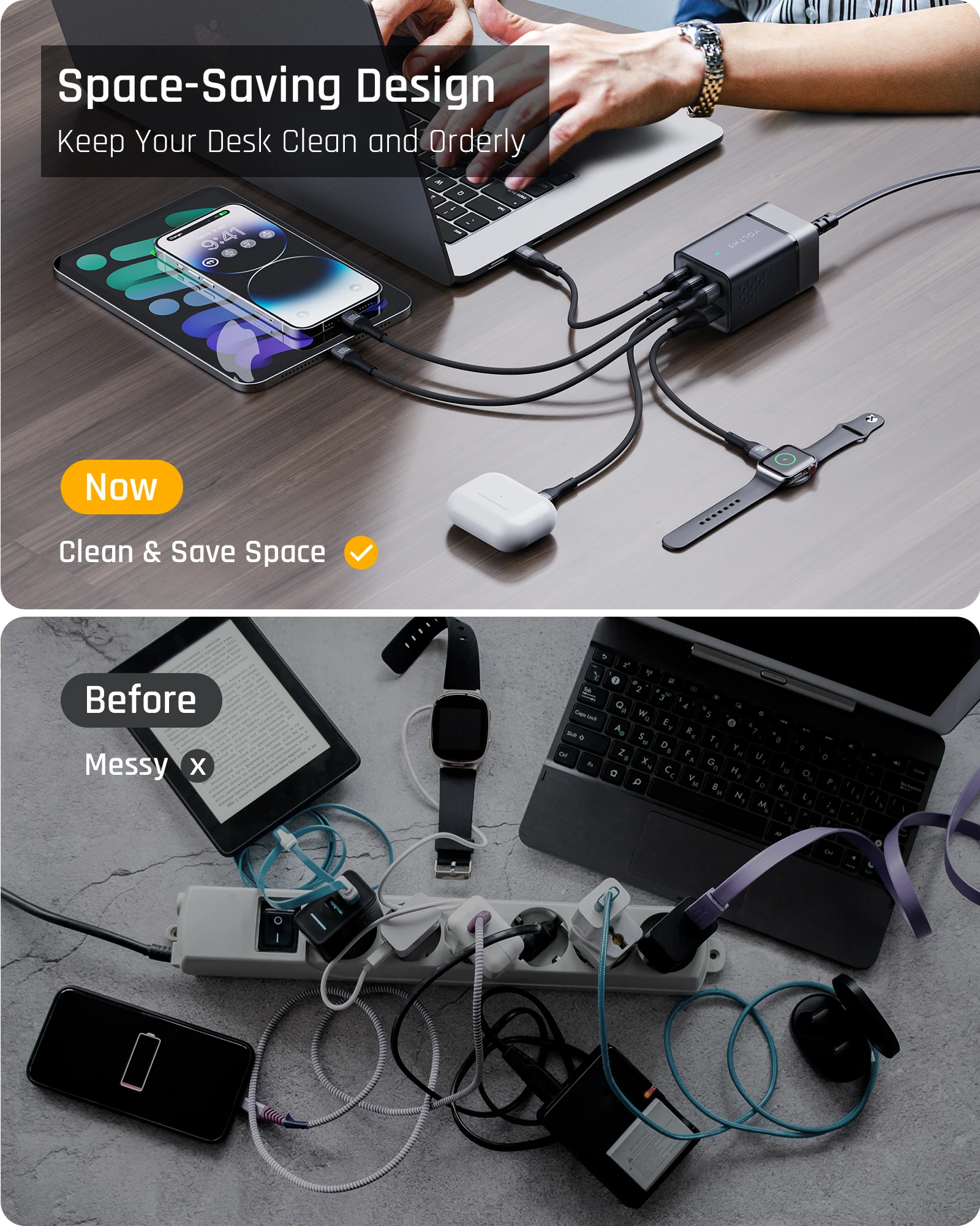 Chargeur IPhone 65W, CUKTECH Chargeur USB C PD 3 Ports Avec GaN Tech Compatible Charge Rapide 2 0 Pour Galaxy S23 Chargeur Ultra Rapide Pour Macbook Pro Air Ipad Pro Air Iphone 15 Pro Max Fiche Tec