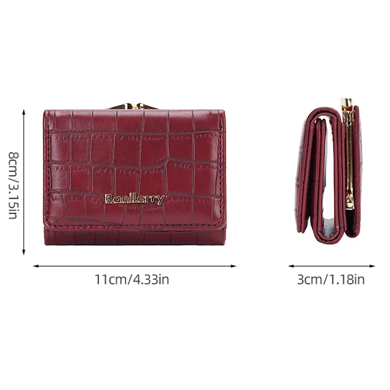 Baellerry New Short Women Wallet Coin Pocket Crocodile Pattern Female Purse Photo Holder Wallet For Girls Hasp Card Holder 2