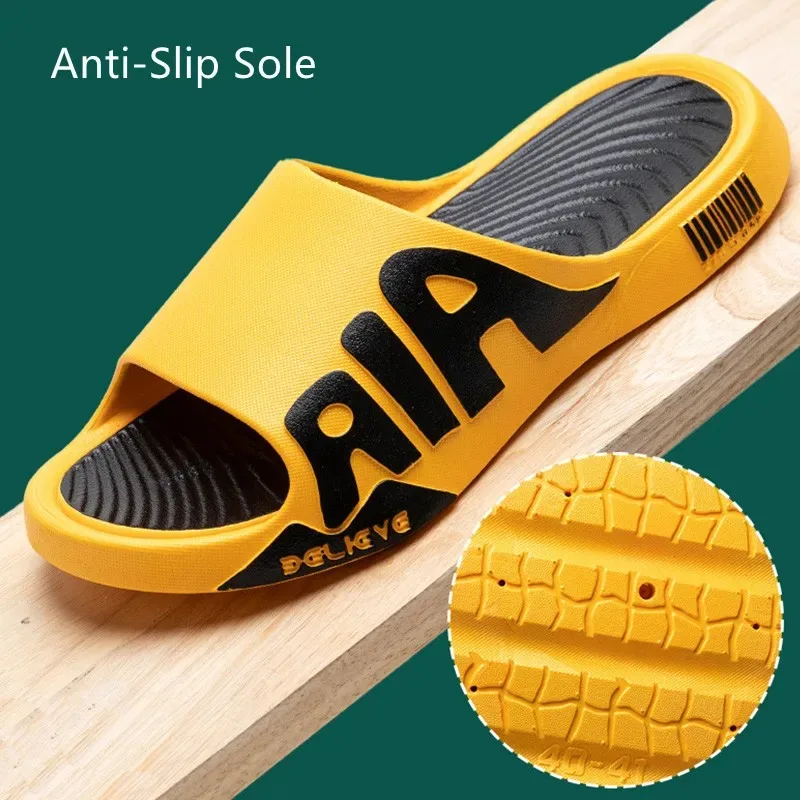 Non Slip Slippers Men Women Mute EVA Soft Outdoor Beach Flat Unisex Flip Flops Thick Sole