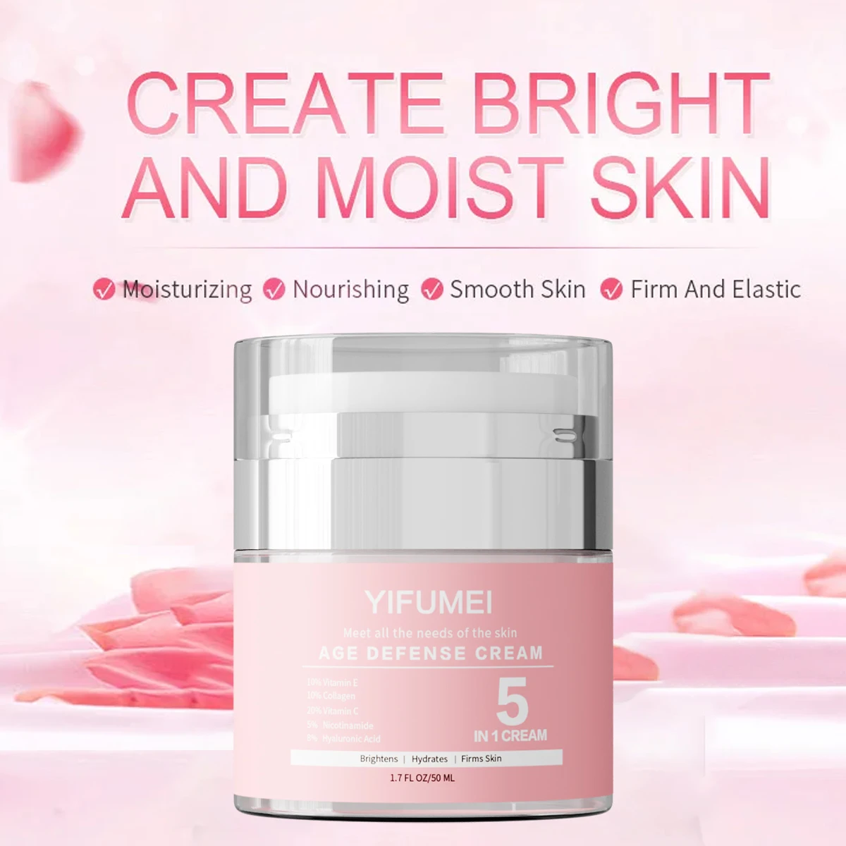 Nicotinamide 5 in1 Face Cream Vitamin C That Fades Fine Lines Anti Aging Face Cream Lightens and Moisturizes for Healthier Skin