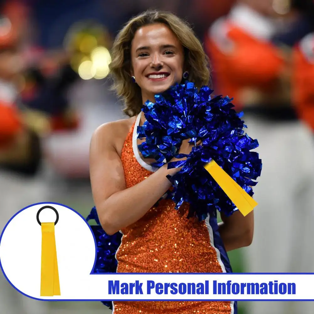 48 Pcs Cheerleader Pom Poms Name Tags Cheerleading Ribbon Labels Cheer Pom Tags for Backpack Keychains Travel Suitcases