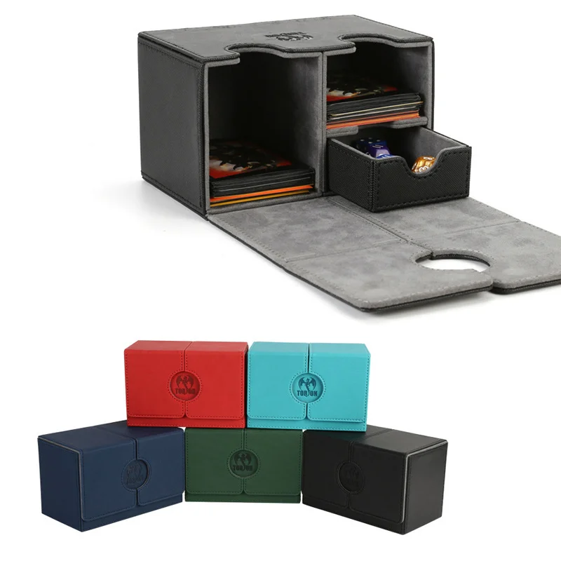 

160+Capacity Toy Game Collection Cards Box Magic TCG Mid Large Deck Case Solid Color Storage Box Top Side-Loading PTCG Card Case