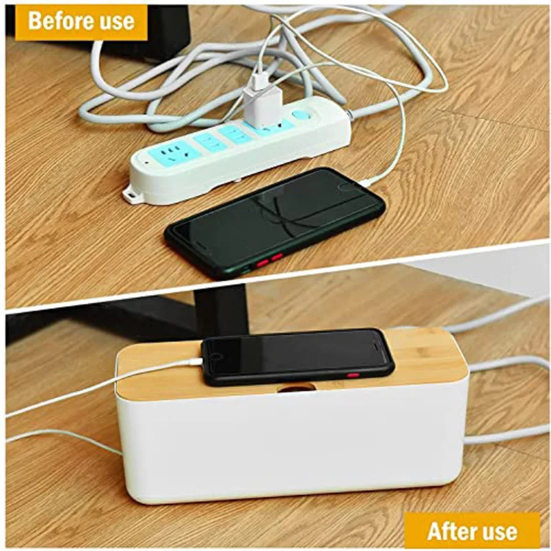 

Коробка-органайзер для хранения кабелей, прямоугольная коробка для управления кабелями, Настольная Пылезащитная коробка для дома