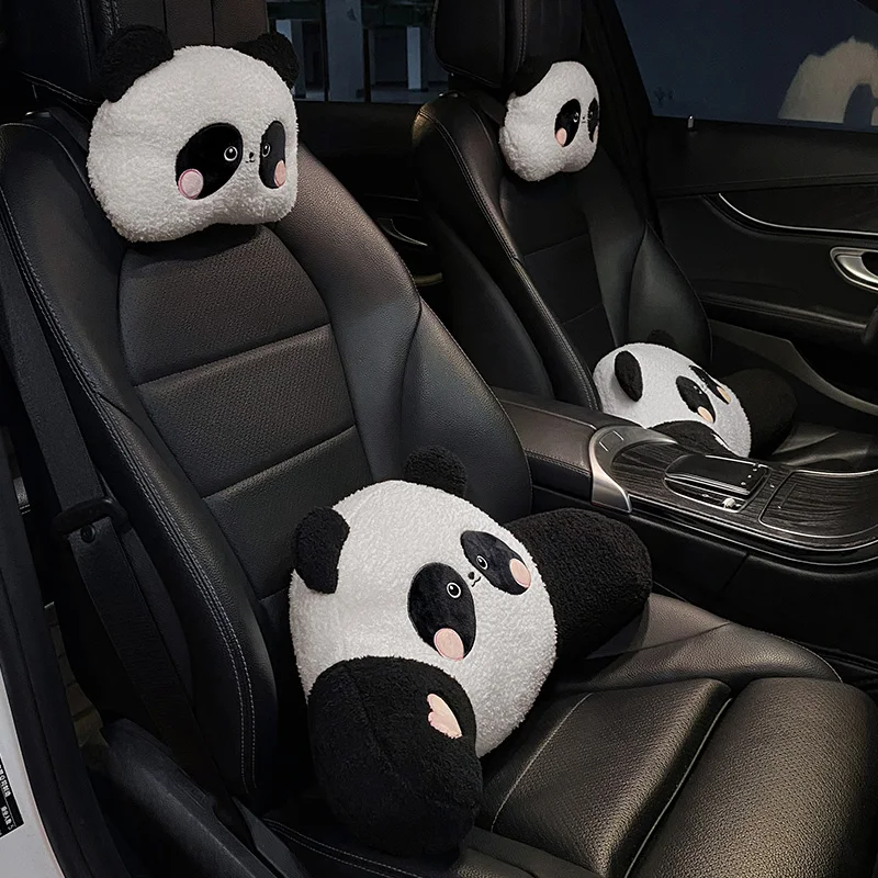 

New Plush Cartoon Cute Pillow Lumbar Support Cerival Spine Car Headrest Neck Pillow Car Interior Accessories
