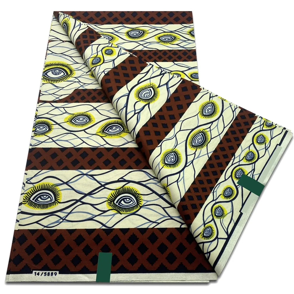 African wax fabric, clothing fabric 6yards Ankara Wax Fabric Veritable Soft Nigerian African Block Prints Wax Fabric Cotton Dutch Pagne For Women Sewing