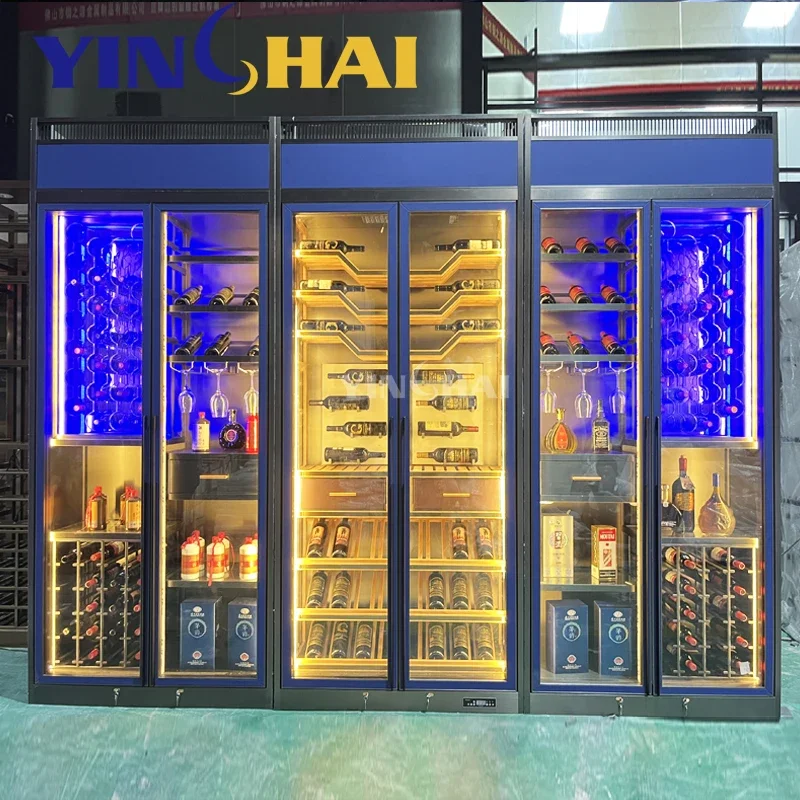 Constant Temperature and Humidity System Champagne Wine Cabinet Supermarket with Wine Refrigerator Cellar Cabinet