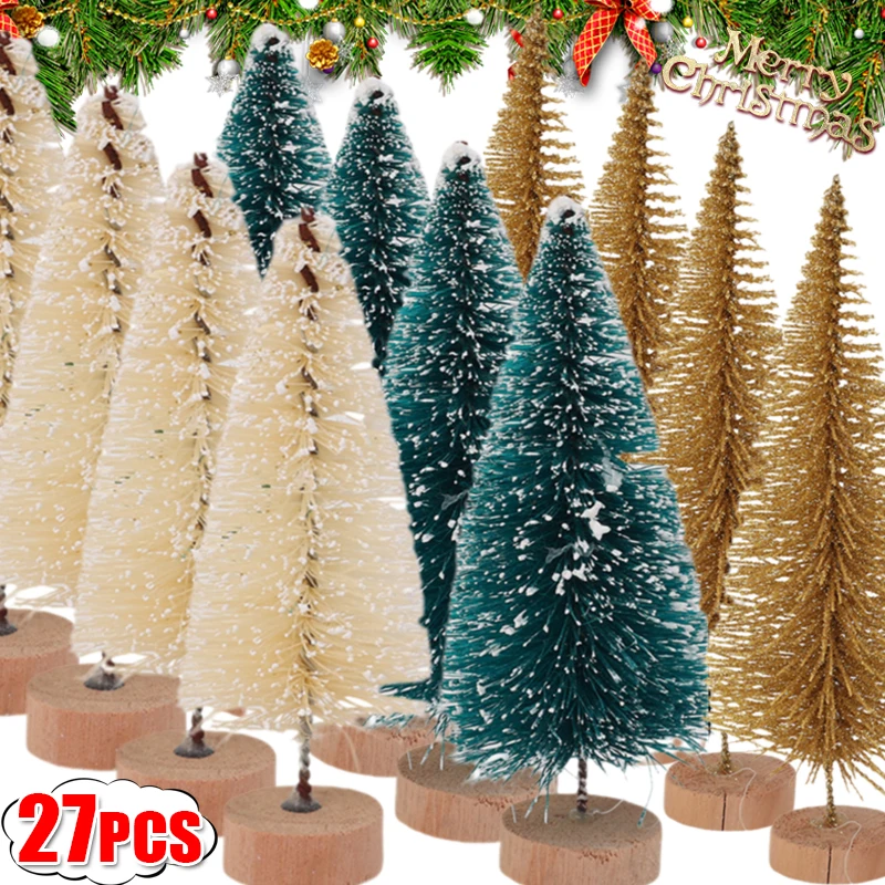 9/27pcs Mini Christmas Tree Artificial Miniature Pine Tabletop Tree ...