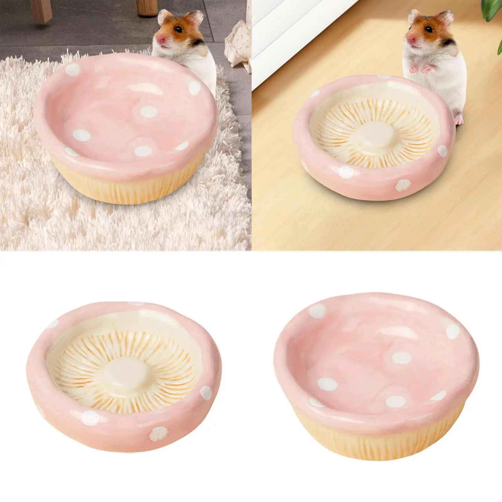 Hamster Ceramic Bowl Small Animal Feeding Dish Feeding Bowl Rat Bowl Cartoon Guinea Pig Bowl Mushroom Water For Hamster