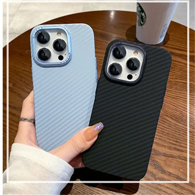 Carbon Fiber Kevlar PC Texture Phone Case For Iphone 15 14 Plus 13 12 ...
