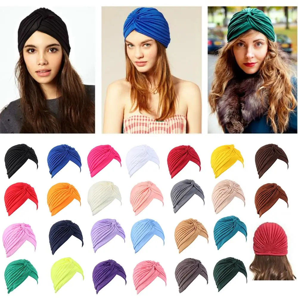 

Women Stretchy Turban Muslim Hat New Style Head Wrap Ladies Head Cover Hat Bandana Scarf Hair Loss Chemo Cap