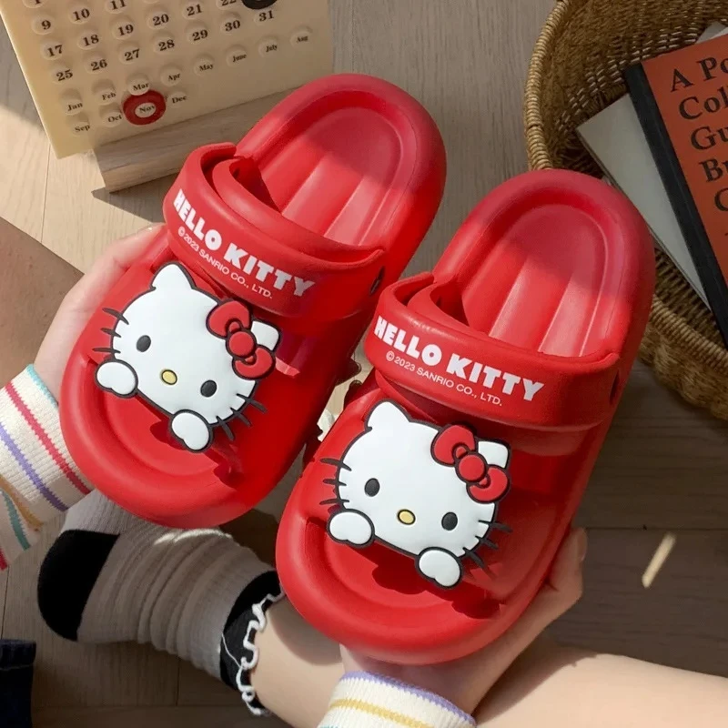 

Miniso Sanrio Kuromi Eva Slippers Women's Summer Bathroom Indoor Home Cute Hello Kitty Outer Wear Fashion Girls Slippers