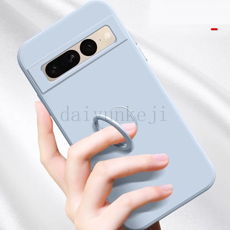 Enhanced Liquid Silicone Phone Case with Ring Holder and Screen Protector - Soft, Durable Cover