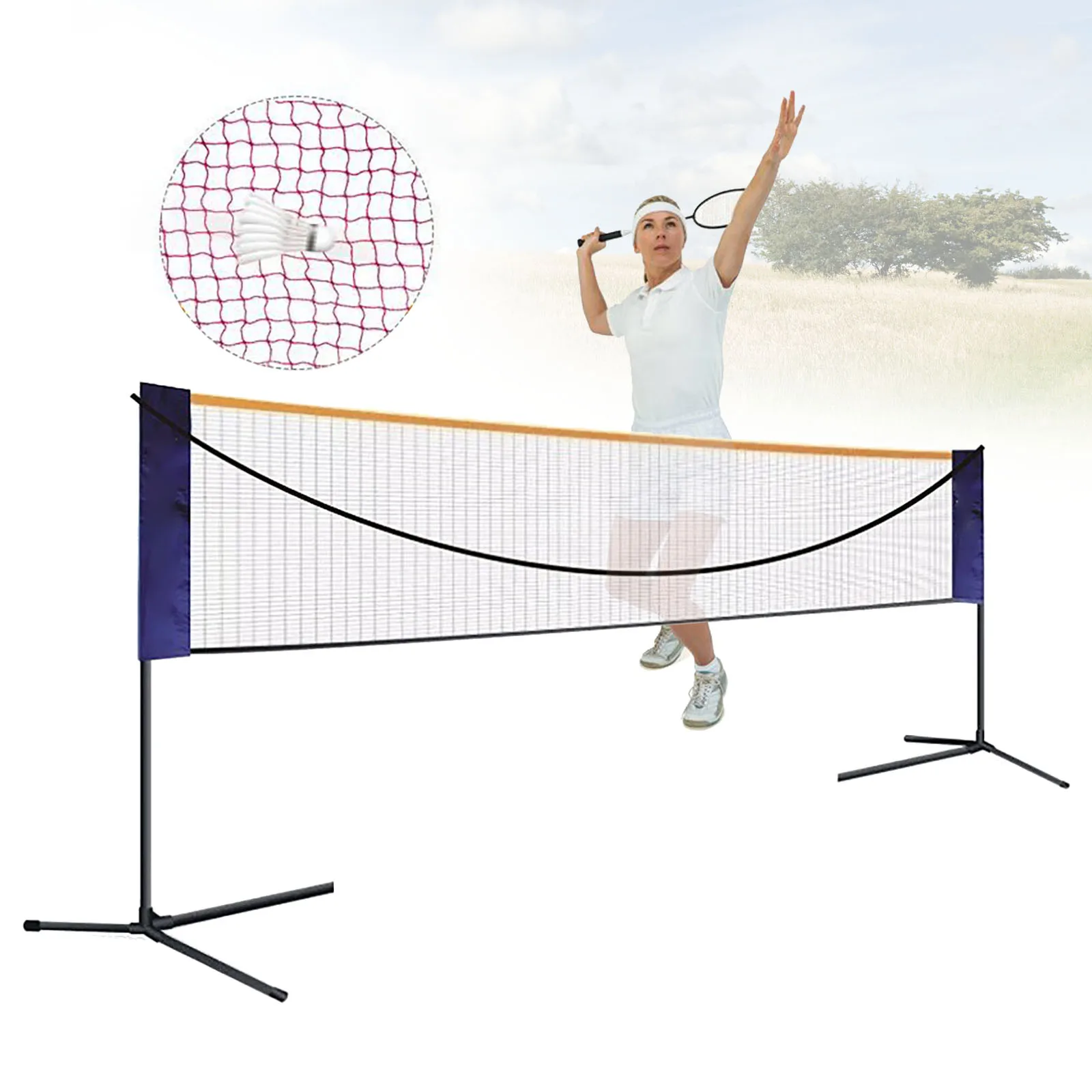 20FT Portable Adjustable Standard Badminton Net Set Double Court Volleyball Tennis Outdoor 3pcs outdoor exercise badminton balls shuttlecocks fiber head resistant training sport entertainment unisex student gift 2021