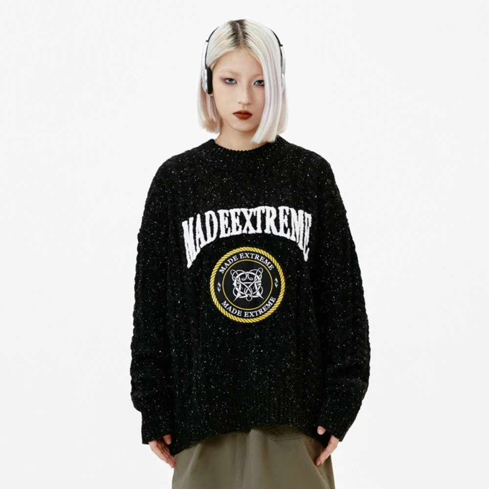 

Loose Vintage Retro Snowflake Black Matching Gothic Sweater for Women Men Streetwear Y2k Dark Academia Winter Clothes Pullover