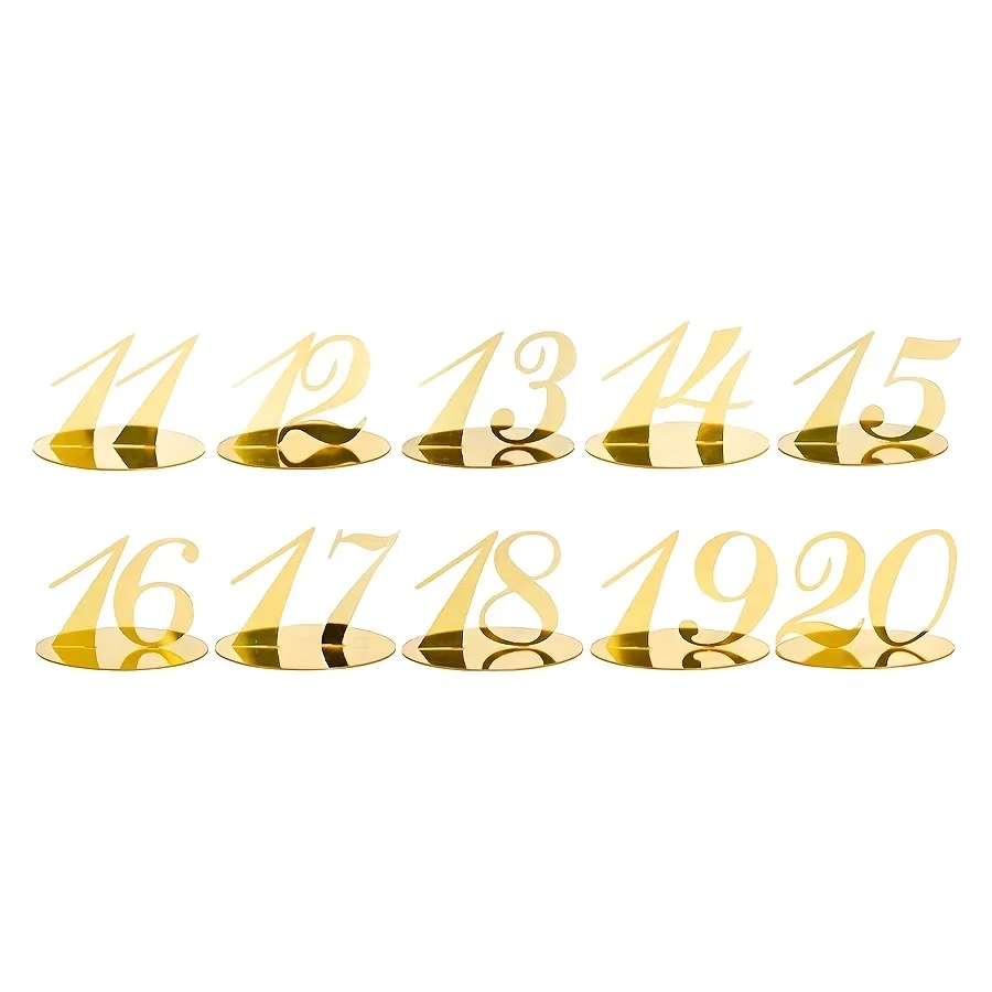 Wedding Table Numbers Gold Tabletop Number Polished Metal Mirror Design With Base Suitable For Wedding Reception Tabletop Decoration Party Display