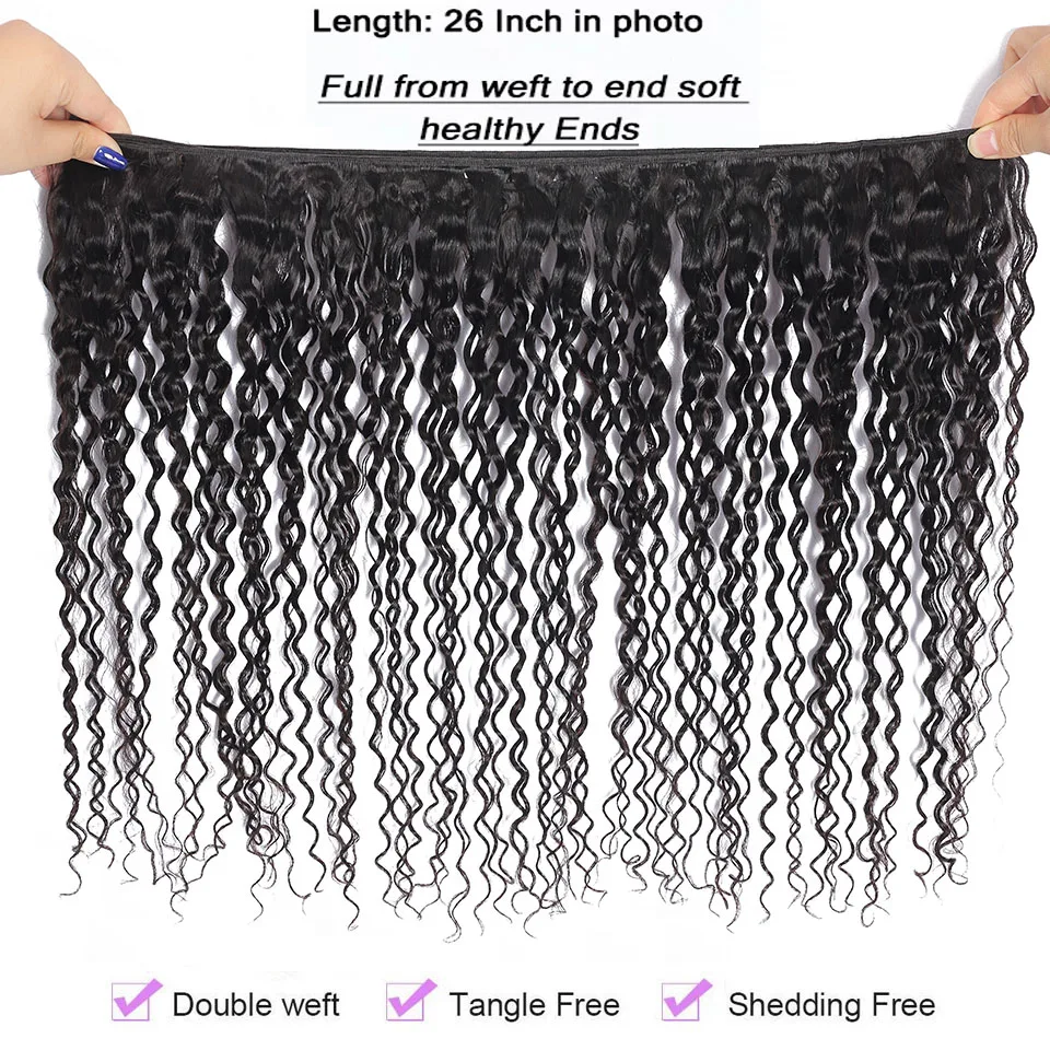 12A Burmese Water Wave 3 Bundles With 4x4 Closure 100% Virgin Human Hair Bundles With 13x4 Lace Frontal Natural Color For Women