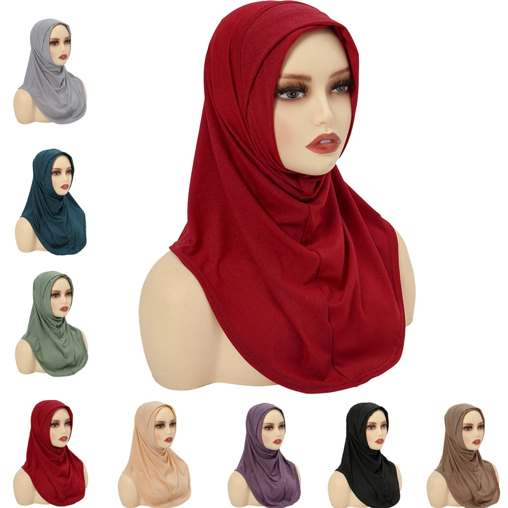 Hijab Musulmano Turbante One Piece Amira Women Pull On Ready Made To Wear Sciarpa Scialle Istantaneo Wrap Islam Pray Hat Niqab Nikab Khimar