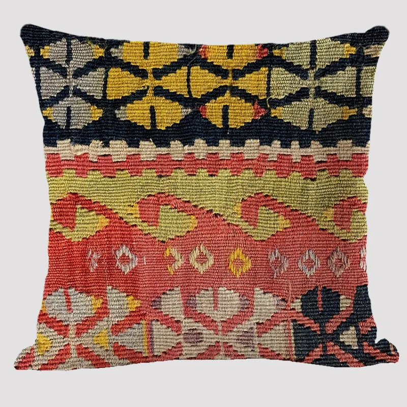 Bohemian Patterns Linen Cushions Case Multicolors Abstract Ethnic Geometry Print Decorative Pillows Case Living Room Sofa Pillow 