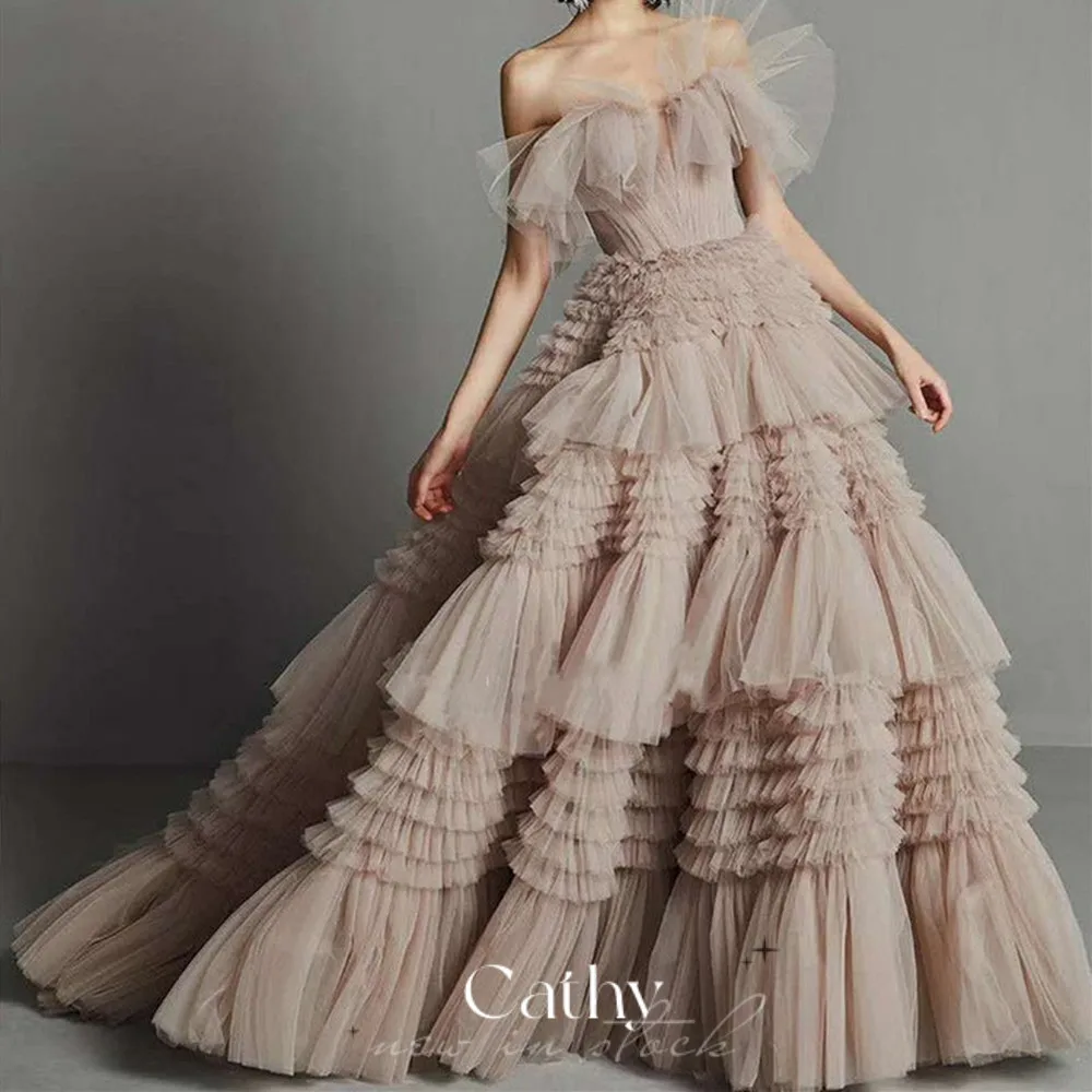 Multilayer Robe Cathy-Champagne-Prom-Dresses-2023-Multilayer-A-line-Robe-De-Soir-e ...