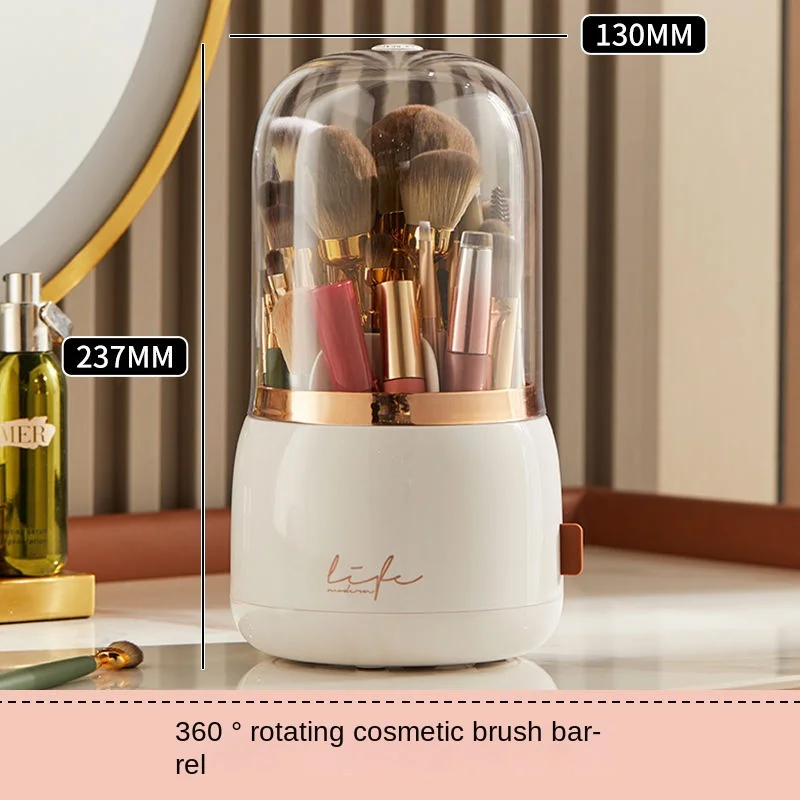360° Rotating Makeup Brushes Holder Portable Desktop Makeup Organizer Cosmetic Storage Box Make Up Tools Jewelry Container 5