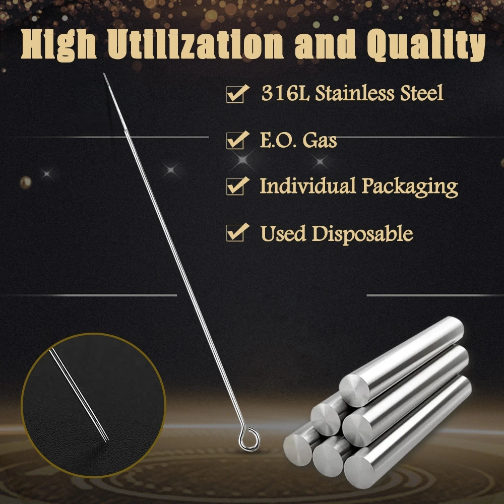 50pcs Disposable RS/RL Tattoo Needles + 50pcs RT Assorted Sterilized Disposable Tattoo Tips,Clear Tips tattoo tip needles kit