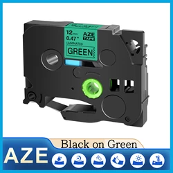 Premium Labeling Ribbon for Brother P-Touch Label Maker - 1 Piece (Black on Green)