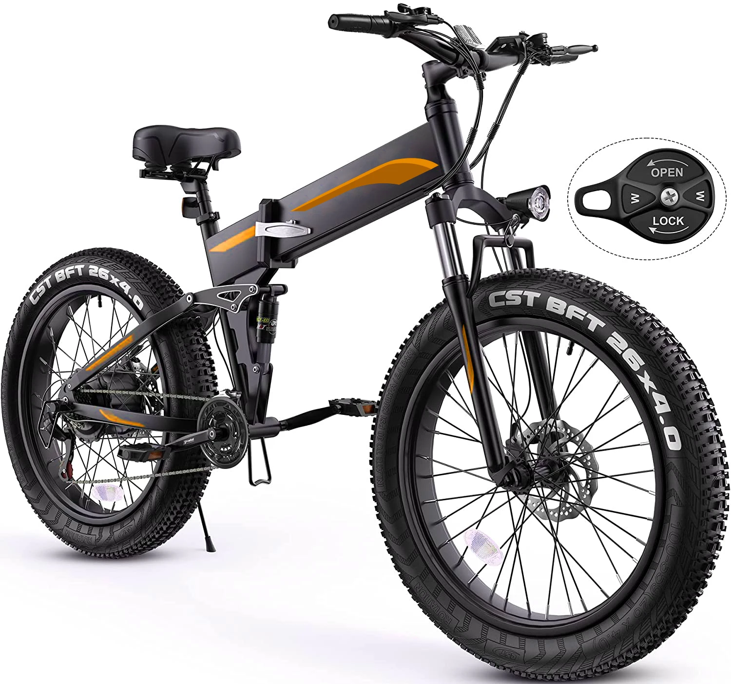 

26-Inch Fat Tire Folding Electric Bicycle 500W 48V 10Ah Max Speed 35KM/H Shimano 7*3 Speed Mountain Electric Bike