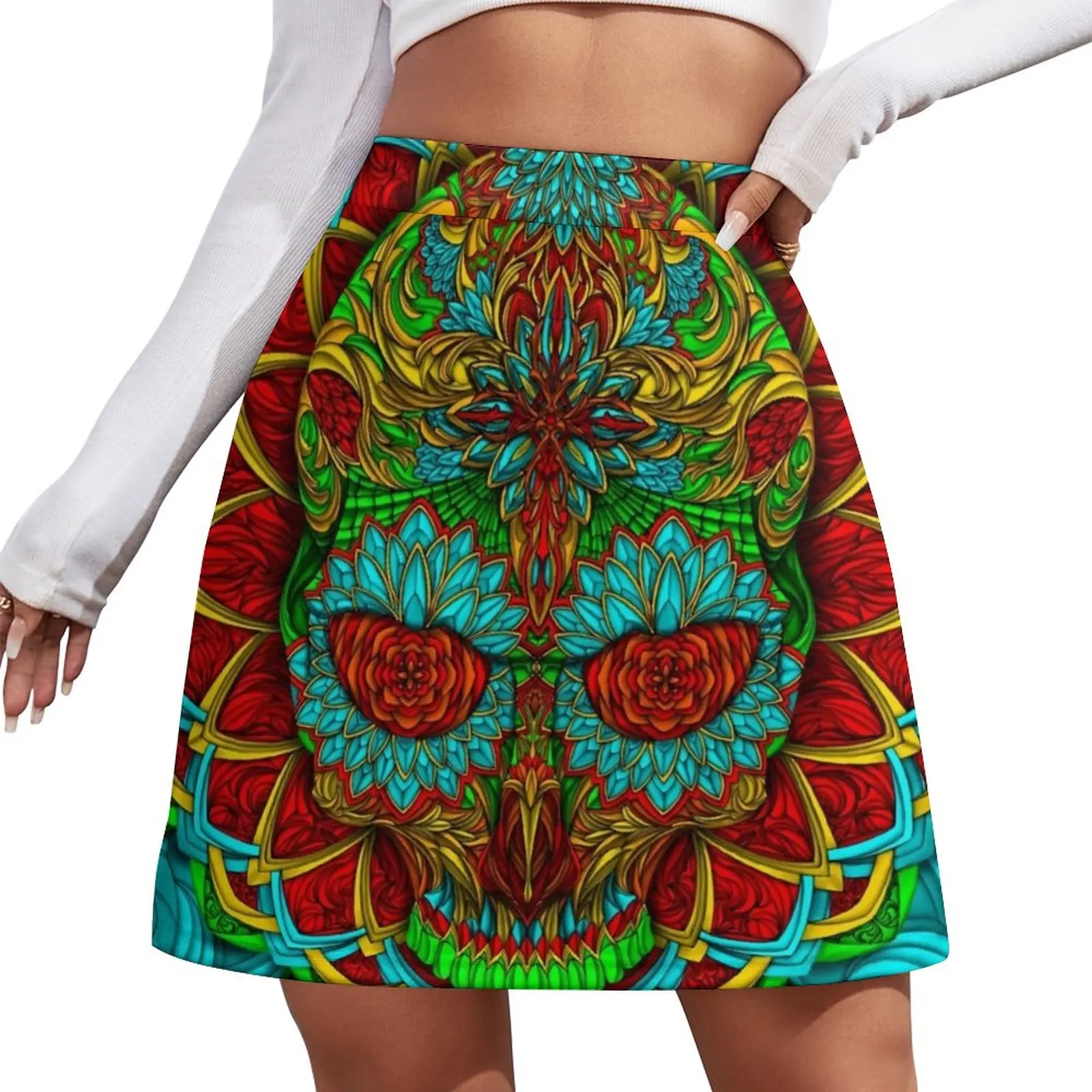 

Sugar skull Mini Skirt new in clothes women's stylish skirts night club outfit night club women