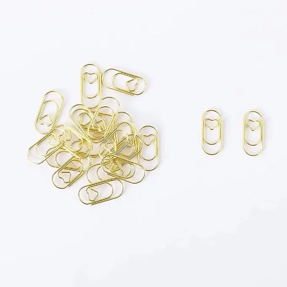 150Pcs New Office School Accessories Paper Clips Gold Rose Gold Color Metal Binder Clip Mini Heart Shape Clips Holder