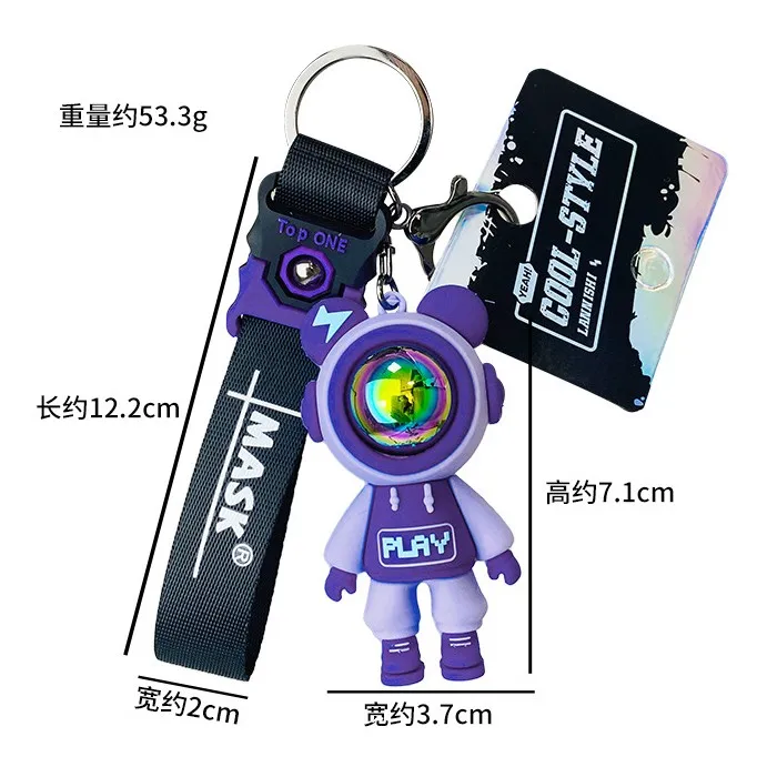 Light Cartoon  Bear Keychain Cute Astronaut Bear Doll Keyring Bag Pendant Couple Car Keyholder Keyring Key ring bumblebee transformer toy