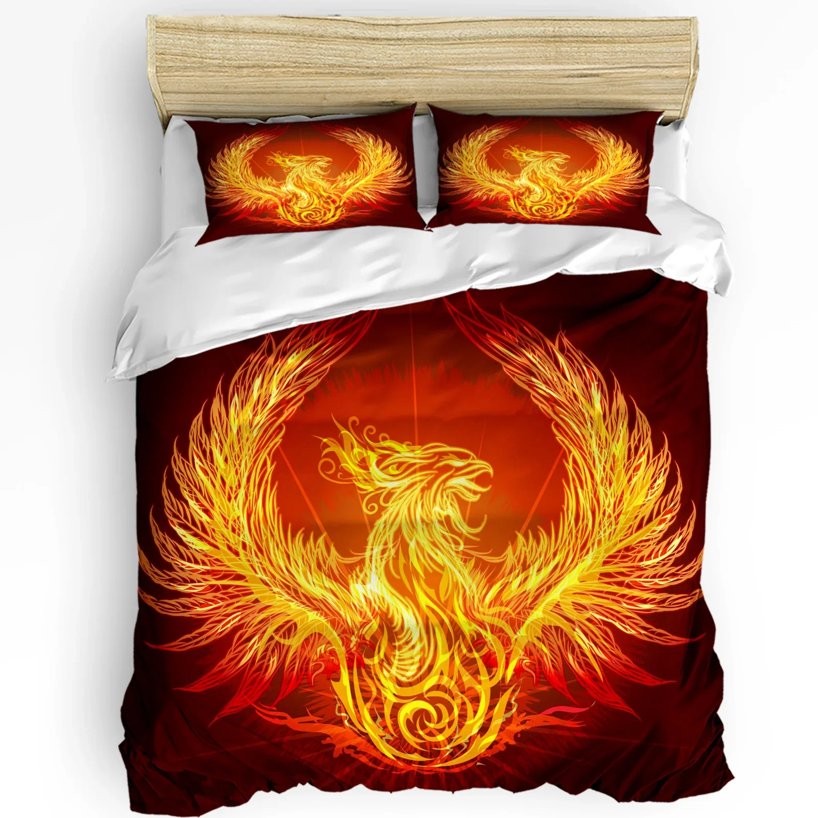 

Phoenix Red Flame Printed Comfort Duvet Cover Pillow Case Home Textile Quilt Cover Boy Kid Teen Girl Luxury 3pcs Bedding Set