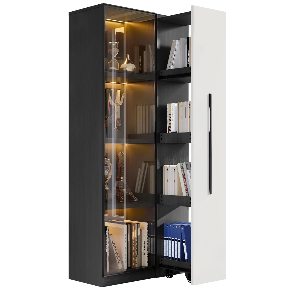 70×40×160cm Moderne große Vitrine mit Glastüren, seitlichen Schubladen und integrierter LED-Beleuchtung, vielseitiger Weinschrank, Bücherregal – Detail 20