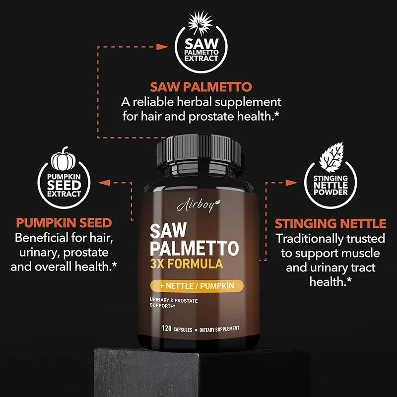 Saw Palmetto Supplement Men's Prostate Health Hair Growth Urinary Tract Health Relieve Frequent Urination