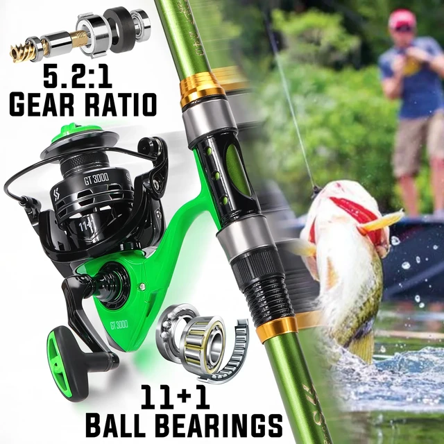 Spinning Fishing Rod&Reels Set Combo Ultralight Telescopic Fishing