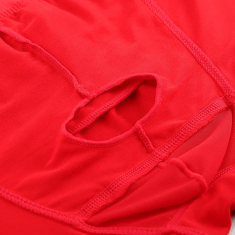 Man Sexy Breathable Lingerie Red Penis Pouch Boxers Low Waist Fashion Underwear Soft Gay Erotic Panties Chinese Style Boy Shorts