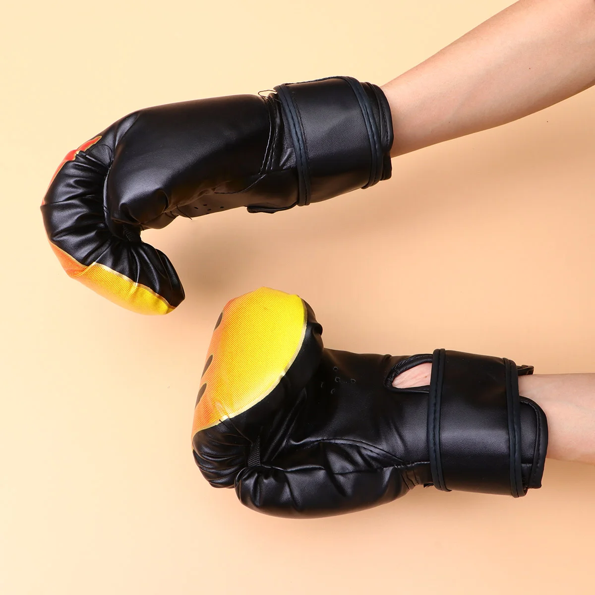 

boxing sports accessories kids PU boxing set cool pattern indoor boxing training ( Black )